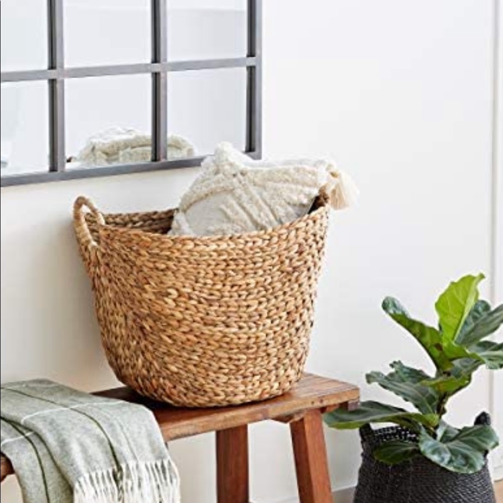 NEW Water Hyacinth Large Basket 21 x 17 x 17